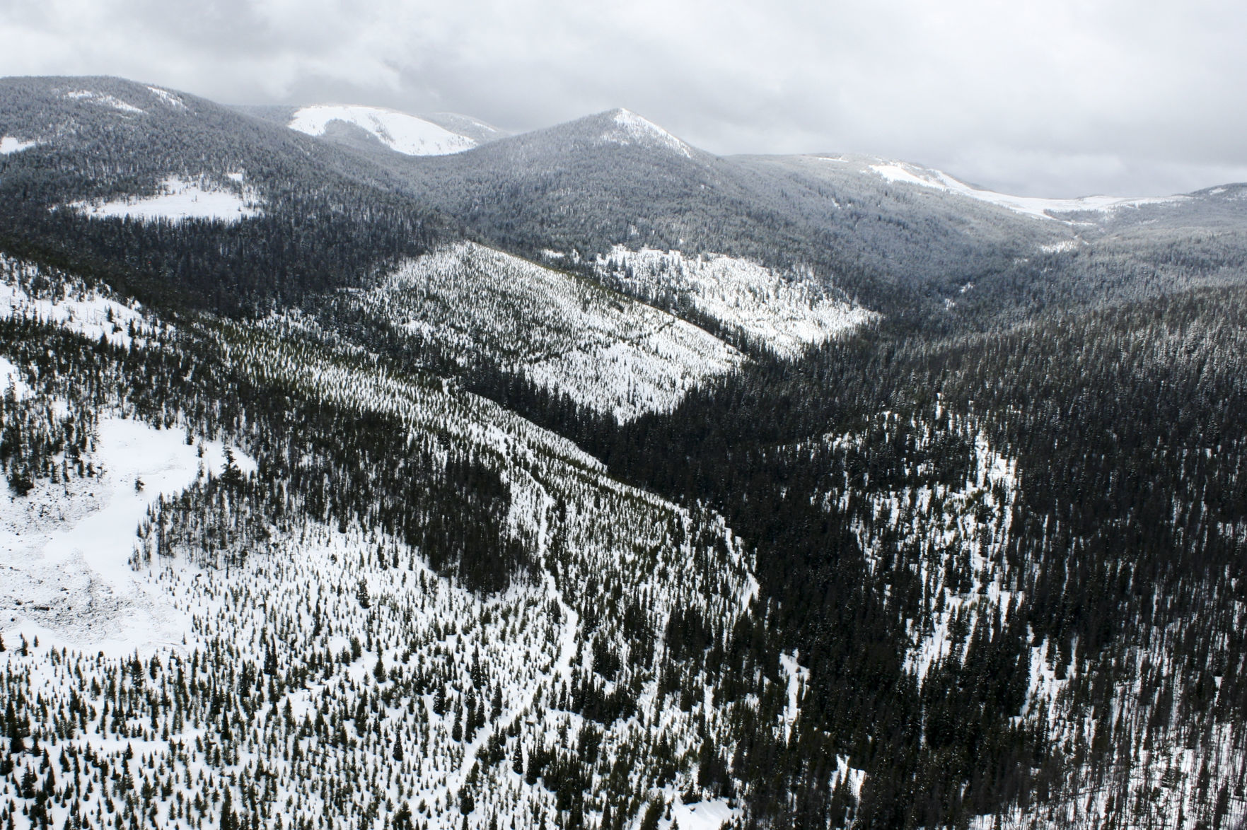 An aerial view of the Rimini area and the headwaters of Ten Mile Creek.